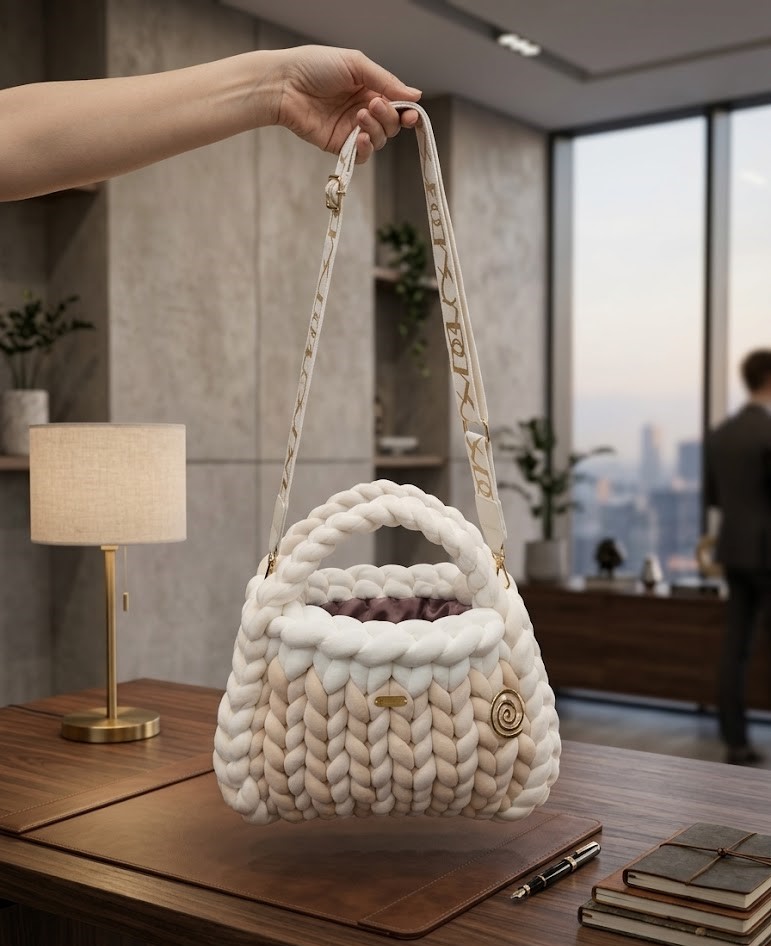 ##Sac "Macchiato" XL Chunky Knit en Velours##